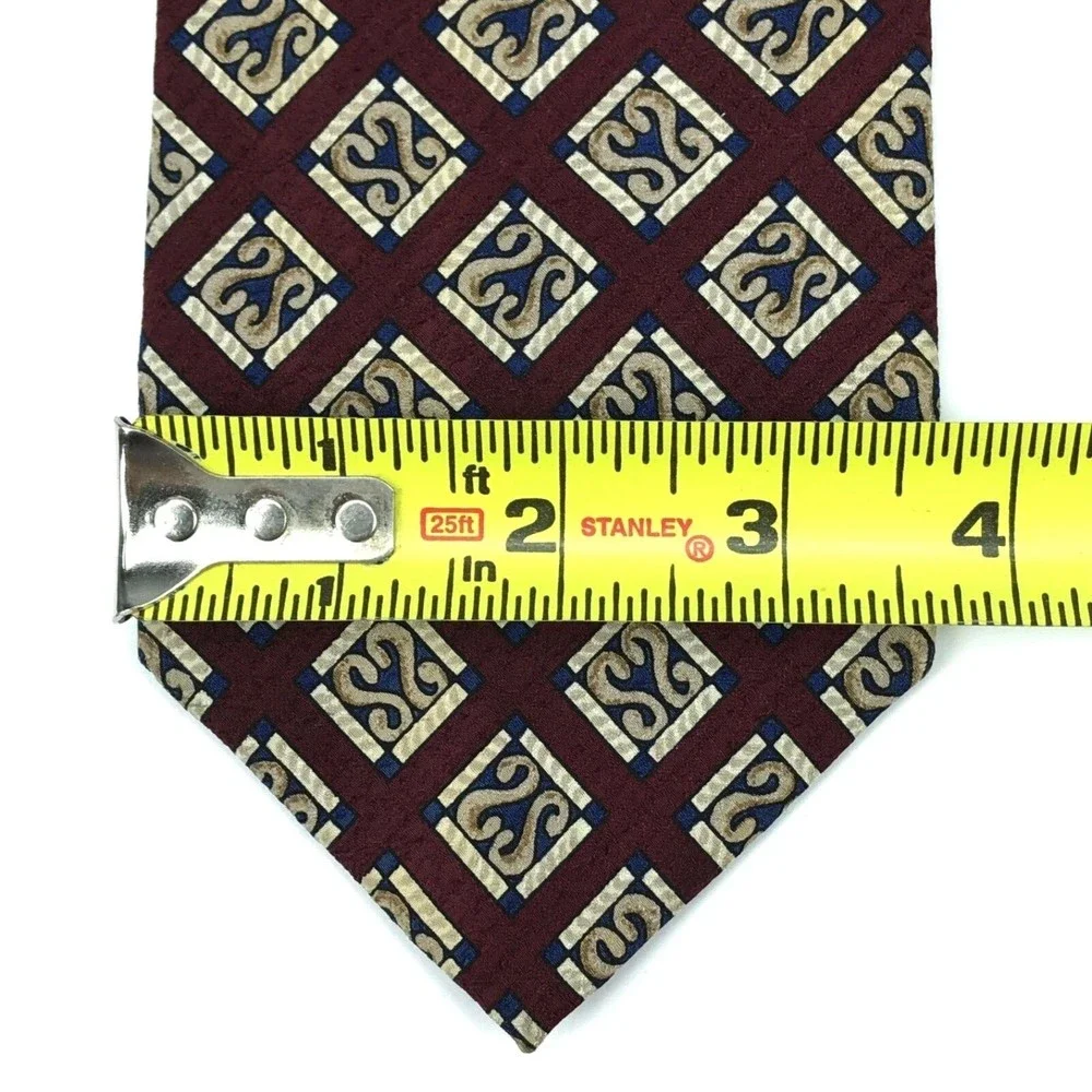 Jos. A. Bank Premier Collection Tie 100% Silk Maroon Red Blue Beige Necktie 63